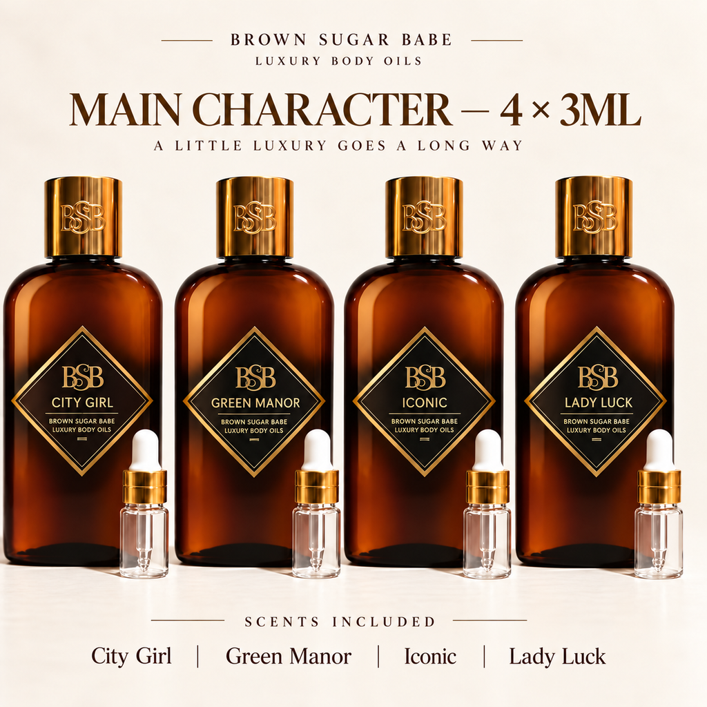 Main Character Discovery Set | BSB Body Oil Samples 4 × 3ML | City Girl + Green Manor + Iconic + Lady Luck
